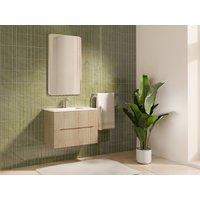 Vente-unique Fluted Wall-Hung Vanity Unit - Light Natural - W80 Cm - ORISO in Light Oak