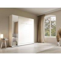 Vente-unique Storage Column for Wall Bed - With Mirror & Hanging Rail - 1 Door in White