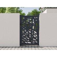 Vente-unique Aluminium Swing Gate With Laser-Cut Geometric Pattern - W103 X H166 Cm in Dark Grey