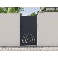 Vente-unique Swing Gate In Aluminium With Laser-Cut Floral Pattern - W103 X H181 Cm in Dark Grey