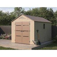 Vente-unique Beige & Brown Resin Garden Shed 9.5 M With Floor - 22 Mm Thickness