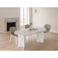 Vente-unique Extendable Dining Table Seating 6 To 10 - White Marble Effect -