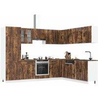 Berkfield Home 14 Piece Kitchen Cabinet Set Porto Smoked Oak Engineered Wood in Brown
