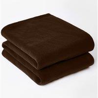 OHS Wholesale 10 Pack Plain Fleece Blanket Sofa Throw Joblot in Chocolate | Size: 200 cm x 240 cm