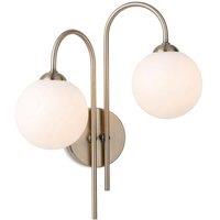 Netlighting Lyndon 2 Light Globe Wall Antique Brass with Opal White Glass in Gold