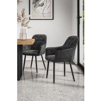 More4Homes Set Of 6 Anika Modern Velvet Dining Chair Padded Seat Metal Legs in Black