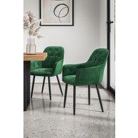 More4Homes Set Of 8 Anika Modern Velvet Dining Chair Padded Seat Metal Legs in Green