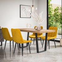 More4Homes Aria Dining Table & Chairs - Oak Effect Table Top w Black Legs + Nova Faux Leather Dining Chair Set Of 6 in Grey