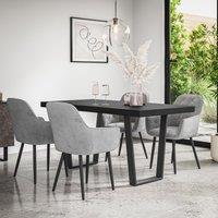 More4Homes Aria Dining Table & Chairs - Black Table Top w Black Legs + Anika Velvet Dining Chair Set Of 6 in Grey
