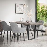 More4Homes Aria Dining Table & Chairs - Concrete Effect Table Top w Black Legs + Anika Velvet Dining Chair Set Of 6 in Grey