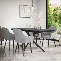 More4Homes Donni Dining Table & Chairs - Black Table Top w Black Legs + Anika Velvet Dining Chair Set Of 6 in Grey