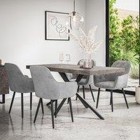 More4Homes Donni Dining Table & Chairs - Concrete Effect Table Top w Black Legs + Anika Velvet Dining Chair Set Of 4 in Grey