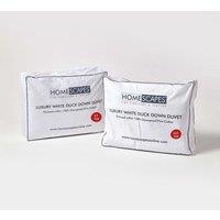 Homescapes Luxury White Duck Down 15 Tog All Seasons Duvet | Size: Single