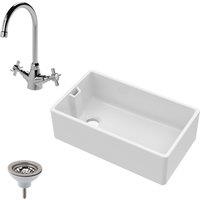 Balterley Fireclay Belfast Sink Overflow Sink Mixer Tap Waste 795mm in White