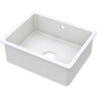 Balterley Fireclay Single Bowl Square Undermount Kitchen Sink Overflow 548mm in White