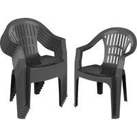 Harbour Housewares 6x Milas Garden Dining Chairs - Outdoor Stackable Patio Garden Furniture in Black | Size: 6 Pack