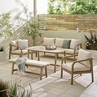 FurnitureboxUK Lydiard Solid Wood 8 Seat Garden Dining Set in Beige