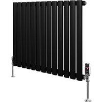 Monstershop Oval Single Column Radiator & Valves - 600mm x 780mm - Black