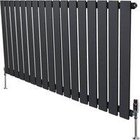 Monstershop Flat Single Column Radiator & Valves - 600mm x 1190mm - Anthracite in Grey