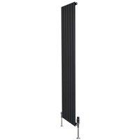 Monstershop Flat Single Column Radiator & Valves - 1800mm x 420mm - Black