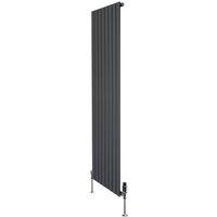 Monstershop Flat Single Column Radiator & Valves - 1800mm x 560mm - Anthracite in Grey