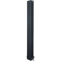 Monstershop Traditional 4 Column Radiator & Valves - 1800 x 200mm - Anthracite in Grey