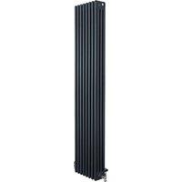 Monstershop Traditional 4 Column Radiator & Valves - 1800 x 380mm - Anthracite in Grey