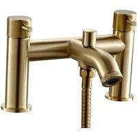 Balterley Round Deck Mounted Bath Shower Mixer Tap, Brushed Brass in Metallics