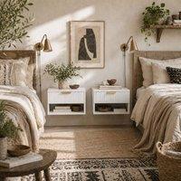 Wyld Haus Set of 2 White Wall Mounted Bedside Tables Fluted Drawer & Shelf