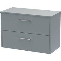 Balterley Winshill Contemporary 2 Drawer Wall Hung Vanity Unit, 800mm in Grey