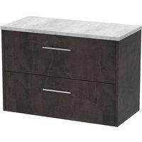 Balterley Winshill Contemporary 2 Drawer Wall Hung Vanity Unit, 800mm in Grey