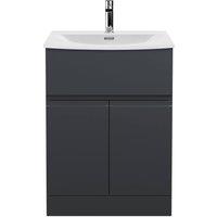 Balterley Mavesyn 2 Door 1 Drawer Vanity Basin Unit, Dark Grey, 600mm in Grey