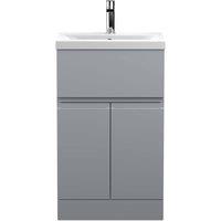 Balterley Mavesyn 2 Door 1 Drawer Vanity Basin Unit, Satin Grey, 500mm in Grey