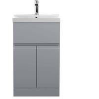Balterley Mavesyn 2 Door 1 Drawer Vanity Basin Unit, Satin Grey, 500mm in Grey
