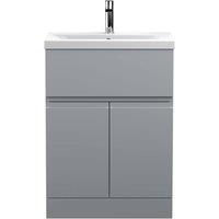 Balterley Mavesyn 2 Door 1 Drawer Vanity Basin Unit, Satin Grey, 600mm in Grey