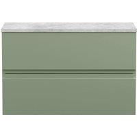 Balterley Mavesyn 2 Drawer Wall Hung Vanity Unit, Satin Green, 800mm in Green