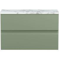 Balterley Mavesyn 2 Drawer Wall Hung Vanity Unit, Satin Green, 800mm in Green