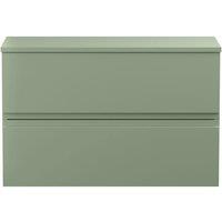 Balterley Mavesyn 2 Drawer Wall Hung Vanity Unit, Satin Green, 800mm in Green