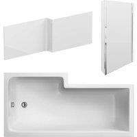 Balterley Right-Hand Square Shower Bath & Panel Set, 1600mm in White