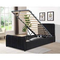 Comfy Living Ltd Brushed Velvet Fabric Gaslift Ottoman in Black | Size: King