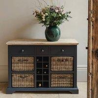 Statement Furniture Florence Sideboard with Wine Rack, 3 Drawers & Storage Baskets in Navy