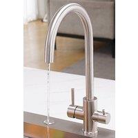 JANLEMNY 3-in-1 Filtered Kitchen Tap - Brushed Matt Nickel Dual Handle in Silver | Size: 1000mm x 400mm