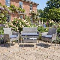 Rosewood & Stone Home Berrington - 4-Seat Rattan Patio Set in Grey on Grey