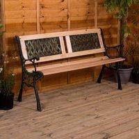 HD Designs Garden Bench Twin Cross Style 3 Seater Outdoor Furniture in Brown