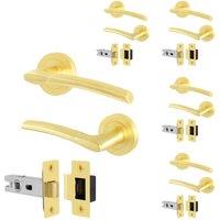 AFIT Door Handles Rose with Latch, 5 Pair Lever, Latch 64mm in Gold | Size: 150mm x 150mm