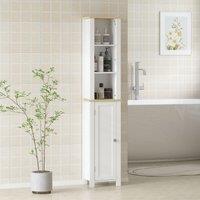 Kleankin Slim Bathroom Storage Unit with Open Compartment, White in Grey