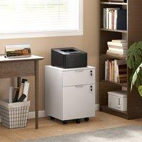 HOMCOM 2 Drawer Filing Cabinet with Adjustable Hanging Bars for A4 & Letter in White