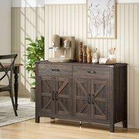 HOMCOM Kitchen Cupboard with 4 Doors, 2 Drawers & 2 Shelves, Dark Brown