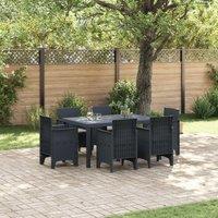Berkfield Home 7 Piece Garden Dining Set with Cushions Anthracite Poly Rattan
