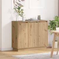 Berkfield Home Sideboard with LED Artisan Oak 90x32x75 cm Engineered Wood in Brown | Size: 90 x 32 x 75 cm